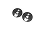 Two round carbon fibre hub aero discs featuring central cutouts, displayed against a plain white background.