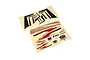 Two E-Flite Habu STS decal sheets featuring black, red, silver, and white graphics, logos, and snake eye motifs.