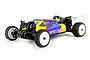 Studio product photo of the Hobby Plus Speck-B 1/24 scale 2WD RC buggy in yellow and purple with white wheels against a white background.