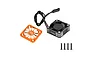 GPM Aluminium cooling fan in black with an orange fan cover, wire lead, connector plug, and four mounting screws.