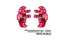 GPM Aluminium Steering Hubs in red with larger bearings, showing left and right pieces against a white background.