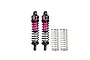 Two pink and black GPM aluminium RC shock absorbers with extra springs on a clean white background.