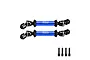 Two blue and black GPM Racing carbon steel and aluminium centre CVD driveshafts with four screws against a white background.