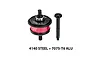 GPM Racing complete red and black centre differential assembly with a matching pinion gear against a plain white background.