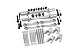 GPM aluminium front and rear sway bar set in silver, showing sway bars, linkages, mounting brackets, and hardware against a white background.