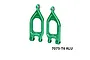 GPM green anodised aluminium front upper suspension arms for RC models, presented against a plain white background.