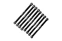 GPM Aluminium Upper and Lower Link Bar Set in black featuring 8 pieces with etched lengths on a white background.
