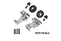 GPM Aluminium Front and Rear Upper Bulkhead Set in silver with associated gears and hardware components.