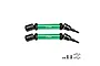 GPM aluminium and carbon steel CVD driveshafts in green with black joints and included hardware set against a plain white background.