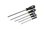 A set of five Du-Bro Imperial ball hex drivers with black handles and yellow end caps, arranged diagonally on a white background.