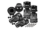 GPM aluminium wheel hex adaptor set in black, showing hex adaptors, wheel nuts, pins, and grub screws.