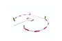Kyosho Circuit Fence Set arranged in a circuit layout with red and white barriers and flags on a white background.