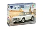 Product packaging for the Italeri 1/24 Lancia Fulvia Coupe 1.6 HF Fanalone plastic model kit, featuring box art of the white car.