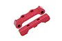 GPM red anodised aluminium rear lower suspension pin braces shown on a clean white background.