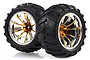 HSP 2.8" Off Road V-Groove Tyres on Orange Chrome Rims - Wheels 2Pcs 08010D