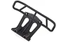 A black plastic rear bumper for an HSP 1/8 scale RC car, featuring a tubular-style bar and a mounting plate with two cylindrical attachment points.