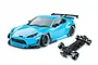 MST light blue GR86 RC drift car with Pandem body kit and separate black chassis on a white background.