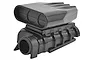 RPM 1/10 black plastic intake and blower set viewed from the front angle against a plain white background.