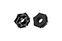 Two black aluminium 24mm claw wheel hexes with 3mm offset shown against a clean white background.