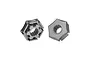 Two grey aluminium claw wheel hexes with 3mm offset against a solid white background.