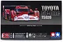 Product packaging for Tamiya 1/24 Toyota GT-One TS020 plastic model kit, featuring a red and white race car on a black background.