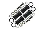 GPM black aluminium extended wheel hex adapters set with pins, screws, washers, and O-rings against a white background.