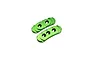 GPM aluminium fixed gear mesh plates in green finish featuring lettered adjustment holes against a clean white background.