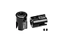GPM Racing black input shaft outdrive cups with grub screws on a plain white background.