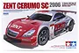 Tamiya 1/24 scale Lexus SC430 2006 Zent Cerumo plastic model kit box art showing a red and silver race car.