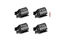 Four black GPM Racing carbon steel front and rear diff outdrives arranged in a grid against a white background.