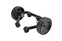 RPM black wheelie bar set for Traxxas X-Maxx RC vehicle, featuring two black wheels and a molded plastic frame.