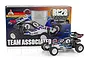 Team Associated RC28 Brian Kinwald Edition 1/28 scale electric RC buggy positioned in front of its branded product packaging box.