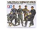 Tamiya 1/35 scale German Tank Crew at Rest plastic model kit box art showing five soldiers in various poses.
