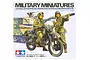 Tamiya 1/35 scale Japan Ground Self Defense Force Motorcycle Reconnaissance Set model kit box art showing two soldiers and a motorcycle.