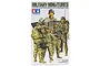 Tamiya 1/35 scale JGSDF Iraq Humanitarian Assistance Team plastic model kit box art featuring five soldiers in camouflage uniforms.