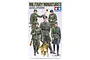 Tamiya 1/35 scale WWII German Field Military Police model kit box art featuring five soldiers and a German Shepherd dog.