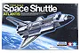 Tamiya 1/100 scale Space Shuttle Atlantis plastic model kit box art showing the shuttle in orbit above Earth.