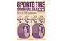 Tamiya Sports Tire Set (56mm diameter) packaging box showing illustrations of tires and wheel hubs.