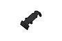 GPM Racing black aluminium rear skid plate for 1/16 scale RC vehicles, viewed from above against a plain white background.