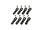 Reefs RC stainless steel XL rod ends and pivot ball set featuring 8 black rod ends and 8 metal pivot balls laid out on white.
