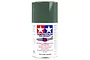A 100ml spray paint can of Tamiya AS-17 Dark Green for aircraft, featuring the Tamiya logo and safety warnings on a white background.