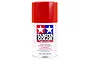 A 100ml can of Tamiya TS-85 Bright Mica Red lacquer spray paint, featuring the Tamiya logo and safety warnings on a white background.
