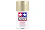 A 100ml can of Tamiya TS-87 Titanium Gold lacquer spray paint for plastics, featuring the Tamiya logo and safety warnings on a white background.
