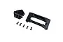 Axial rear bumper mount set including black molded plastic parts and five steel screws on a white background.