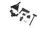 Top-down view of the Axial Hitch and Receiver Set for the SCX10 trailer, showing black molded plastic hitch parts and metal ball studs on a white background.