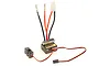 HSP brushed electronic speed controller (ESC) with a silver heatsink, power wires, and a separate on/off switch on a white background.
