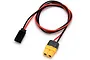 An XT60 female to Futaba J charging lead with red and black wires coiled on a clean white background.