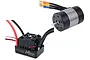 Surpass Rocket waterproof 60A electronic speed controller and matching black brushless motor combo against a white background.