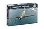 Italeri 1/72 Reggiane Re.2002 Ariete plastic model kit packaging box showing artwork of a military aircraft flying over water.