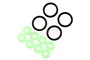 Yeah Racing DDC Shocks O-Ring Set featuring four larger black o-rings and ten smaller light green o-rings arranged on a white background.
